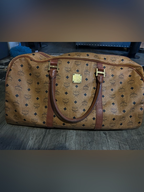 MCM Handbags - MCM Cognac Brown Visetos Monogram Duffel Bag